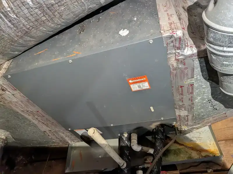 Goodman CHPF4860D6DB evaporator coil connected to a Rheem furnace